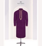 Jacquard Cotton Embroidery Panjabi (Royal Purple) - Image 2