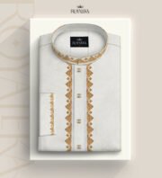 Jacquard Cotton Embroidery Panjabi (White) - Image 2