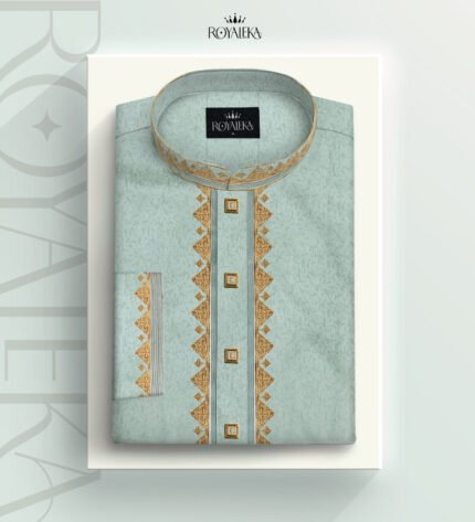 Jacquard Cotton Embroidery Panjabi (Light Green)