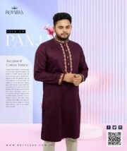 Jacquard Cotton Embroidery Panjabi (Royal Purple) - Image 4