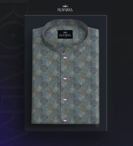 Royaleka Printed Panjabi (Cool Ash)