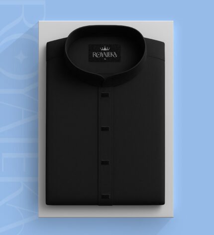 Premium Microstitch Solid Panjabi (Black)