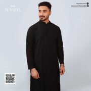 Premium Microstitch Solid Panjabi (Black) - Image 3