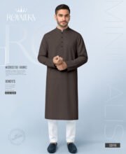 Premium Microstitch Solid Panjabi (Coffee) - Image 2