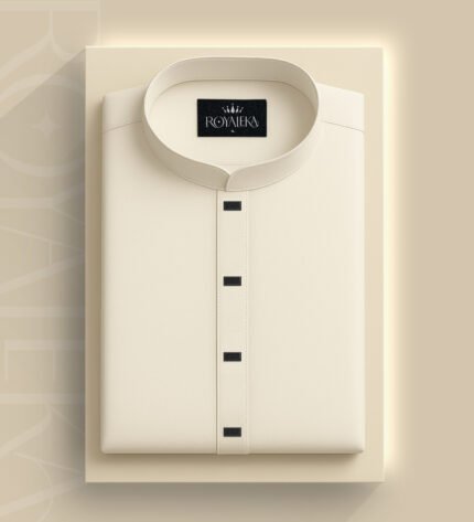 Premium Microstitch Solid Panjabi (Cream)