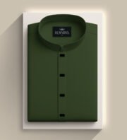 Premium Microstitch Solid Panjabi (Olive)
