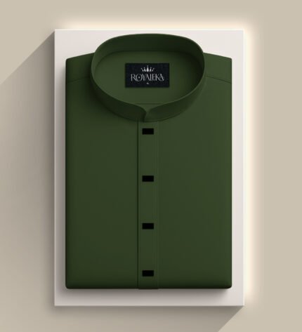 Premium Microstitch Solid Panjabi (Olive)