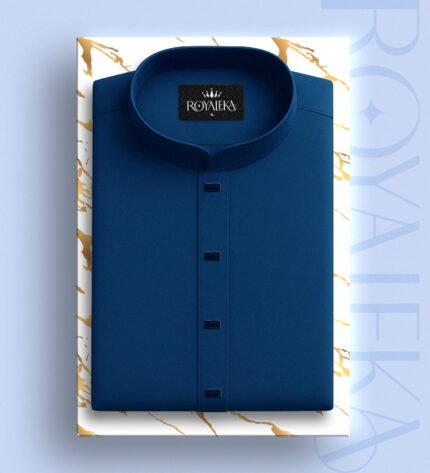 Premium Microstitch Solid Panjabi ( Petrol Blue)