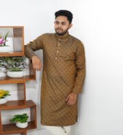 Printed Panjabi (Abstract Pattern Yellow)