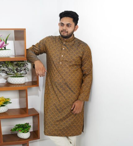 Printed Panjabi (Abstract Pattern Yellow)