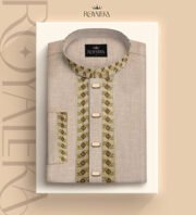 Luxury Wool Cotton full Embroidered Panjabi (Cream)