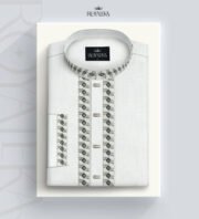 Luxury Wool Cotton full Embroidered Panjabi (White)